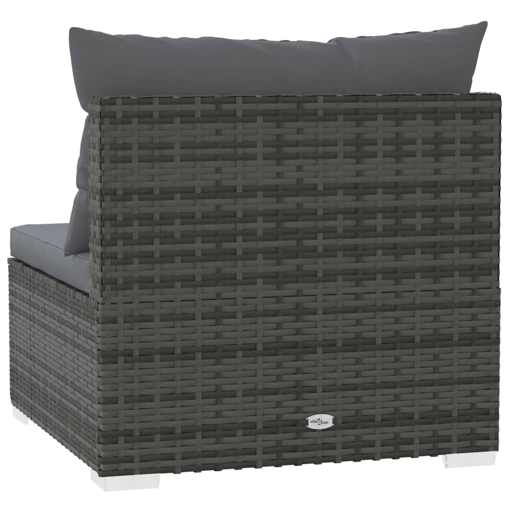 vidaXL 3-osobowa sofa z poduszkami, szara, polirattan