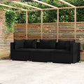 vidaXL 3-osobowa sofa z poduszkami, czarna, polirattan