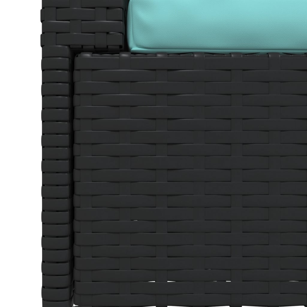 vidaXL 2-osobowa sofa ogrodowa z poduszkami, czarna, polirattan