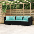 vidaXL 3-osobowa sofa ogrodowa z poduszkami, czarna, polirattan