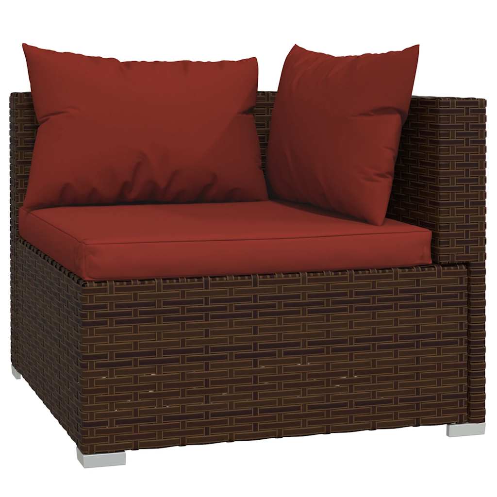 vidaXL 4-cz. zestaw wypoczynkowy do ogrodu, poduszki, rattan PE, brąz