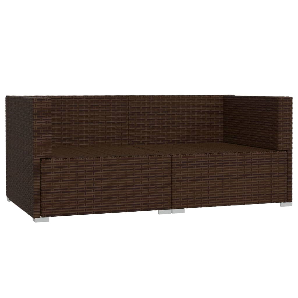 vidaXL 2-osobowa sofa ogrodowa z poduszkami, polirattan, brązowa