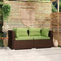 vidaXL 2-osobowa sofa ogrodowa z poduszkami, polirattan, brązowa