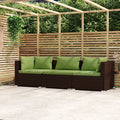 vidaXL 3-osobowa sofa ogrodowa z poduszkami, polirattan, brązowa