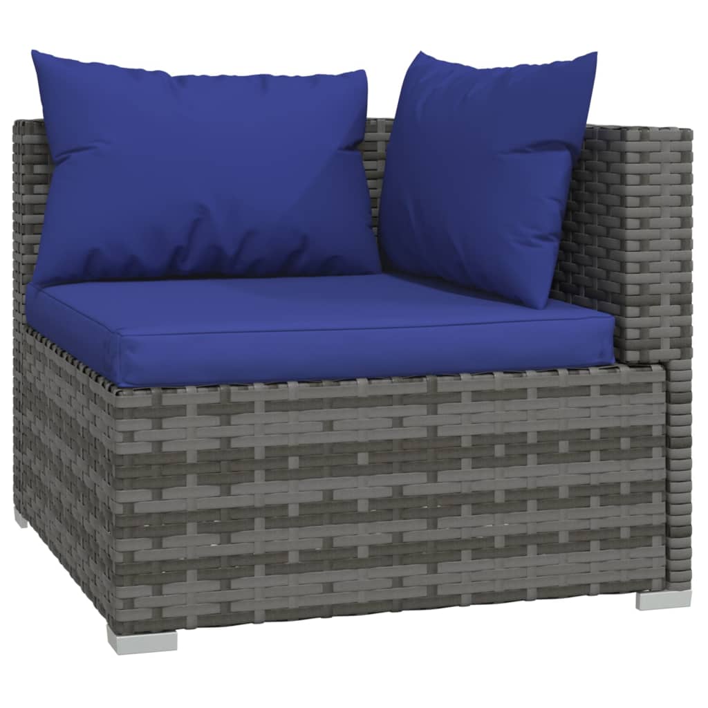 vidaXL 3-osobowa sofa ogrodowa z poduszkami, szary rattan PE