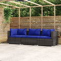 vidaXL 3-osobowa sofa ogrodowa z poduszkami, szary rattan PE