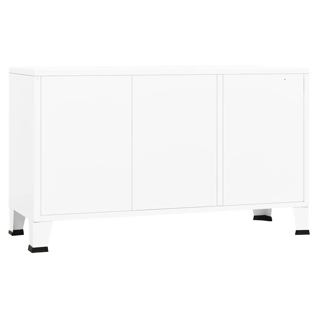 vidaXL Szafka industrialna, biała, 105x35x62 cm, metal i szkło