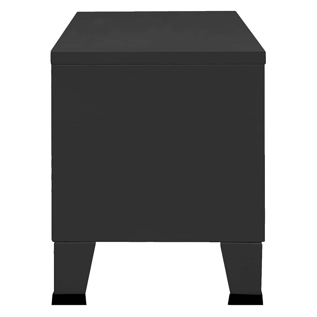 vidaXL Industrialna szafka pod TV, czarna, 105x35x42 cm, metalowa
