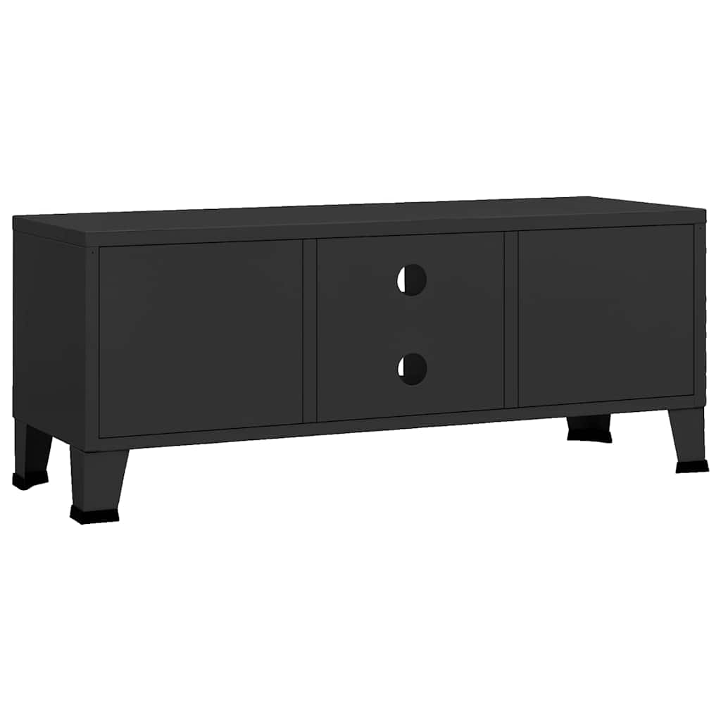 vidaXL Industrialna szafka pod TV, czarna, 105x35x42 cm, metalowa