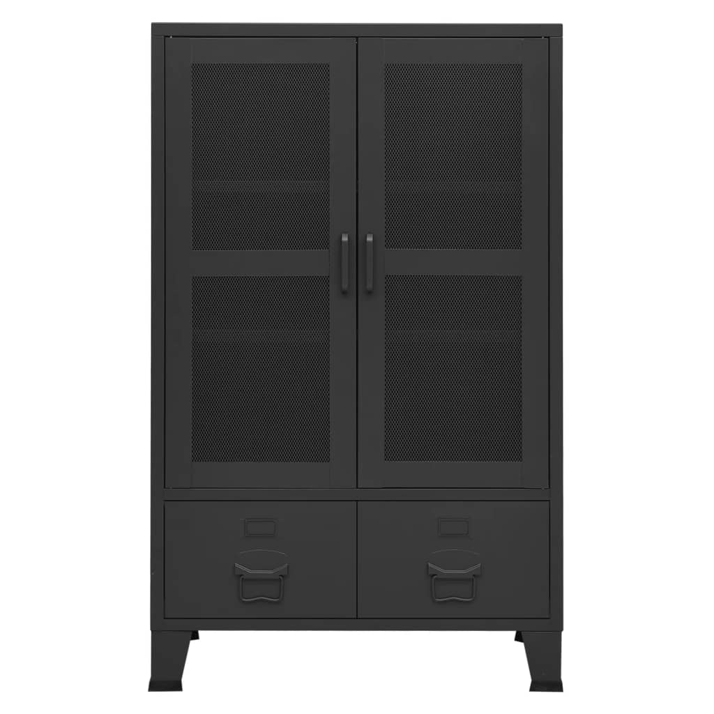 vidaXL Szafka w stylu industrialnym, czarna, 70x40x115 cm, metalowa