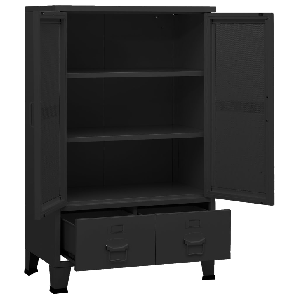 vidaXL Szafka w stylu industrialnym, czarna, 70x40x115 cm, metalowa