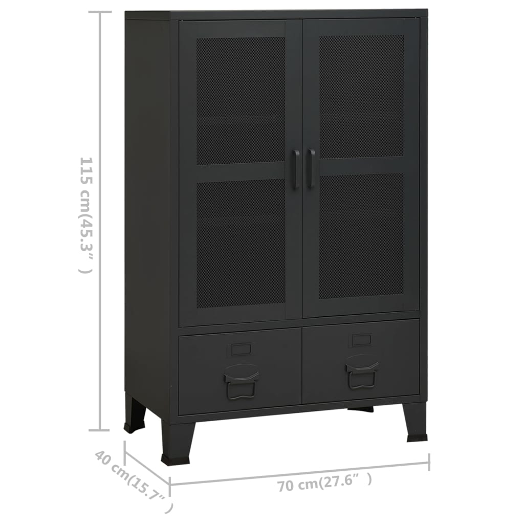 vidaXL Szafka w stylu industrialnym, czarna, 70x40x115 cm, metalowa
