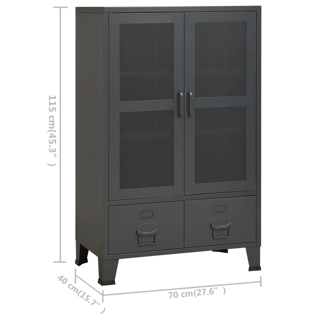 vidaXL Szafka w stylu industrialnym, antracyt, 70x40x115 cm, metalowa