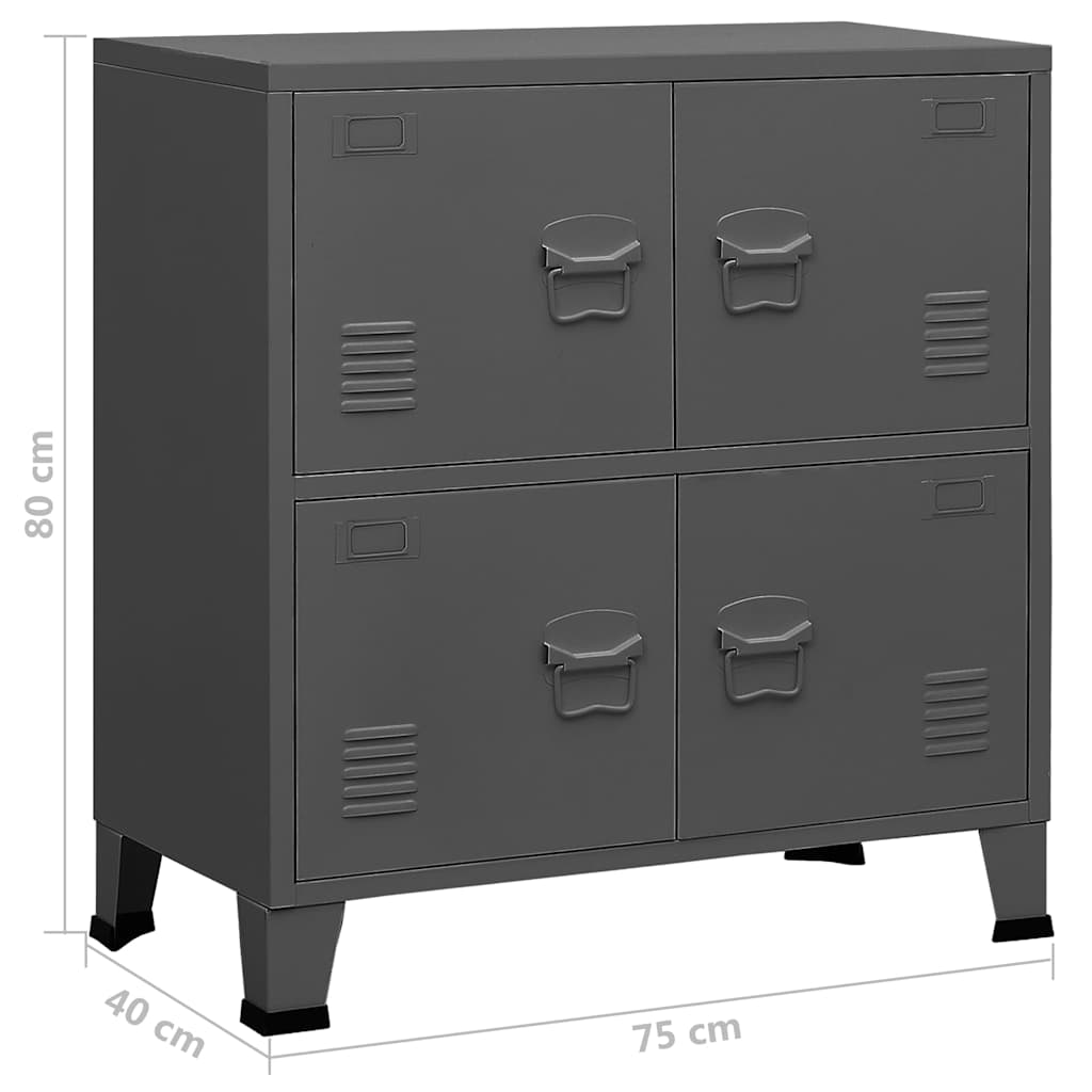 vidaXL Industrialna szafka, antracytowa, 75x40x80 cm, stalowa
