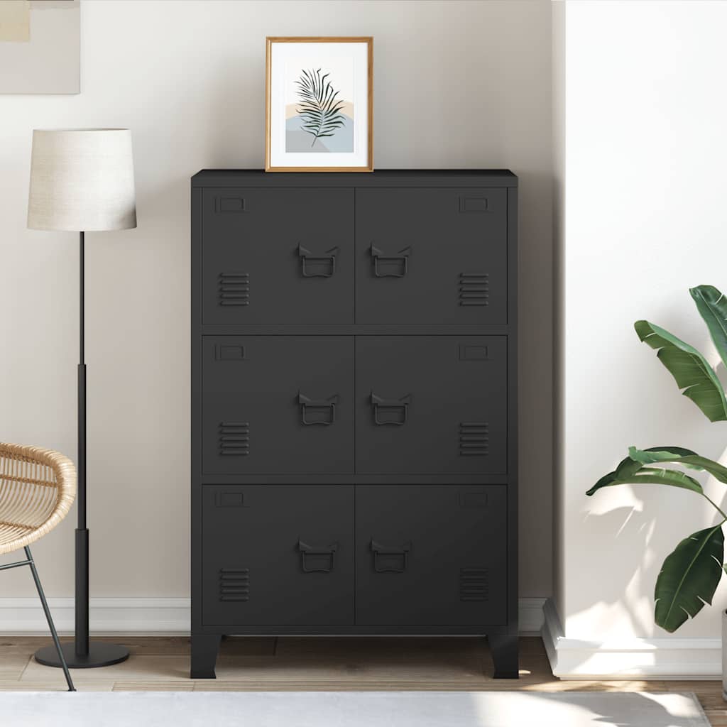 vidaXL Industrialna szafka, czarna, 75x40x115 cm, metalowa