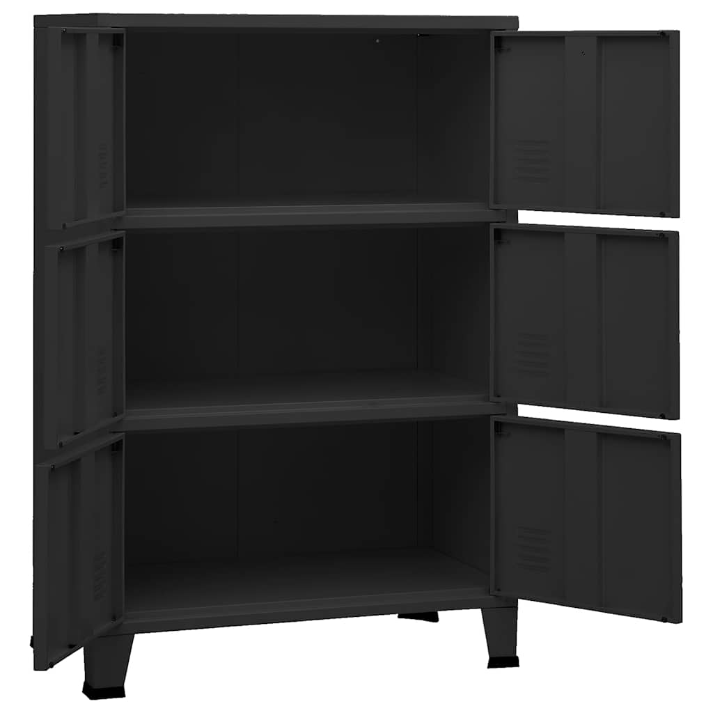 vidaXL Industrialna szafka, czarna, 75x40x115 cm, metalowa