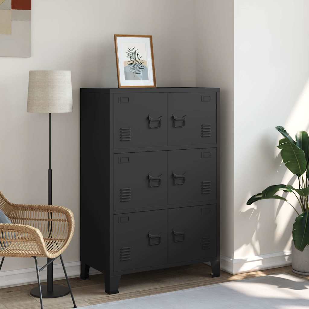 vidaXL Industrialna szafka, czarna, 75x40x115 cm, metalowa