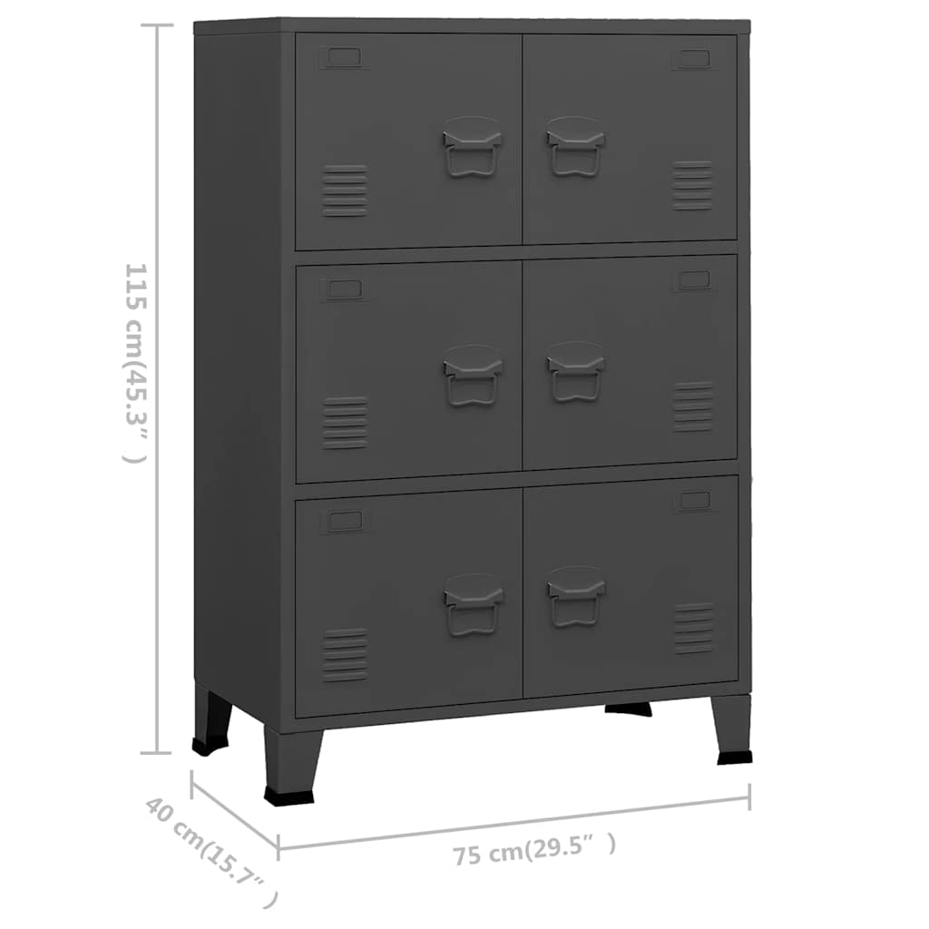 vidaXL Industrialna szafka, antracytowa, 75x40x115 cm, metalowa