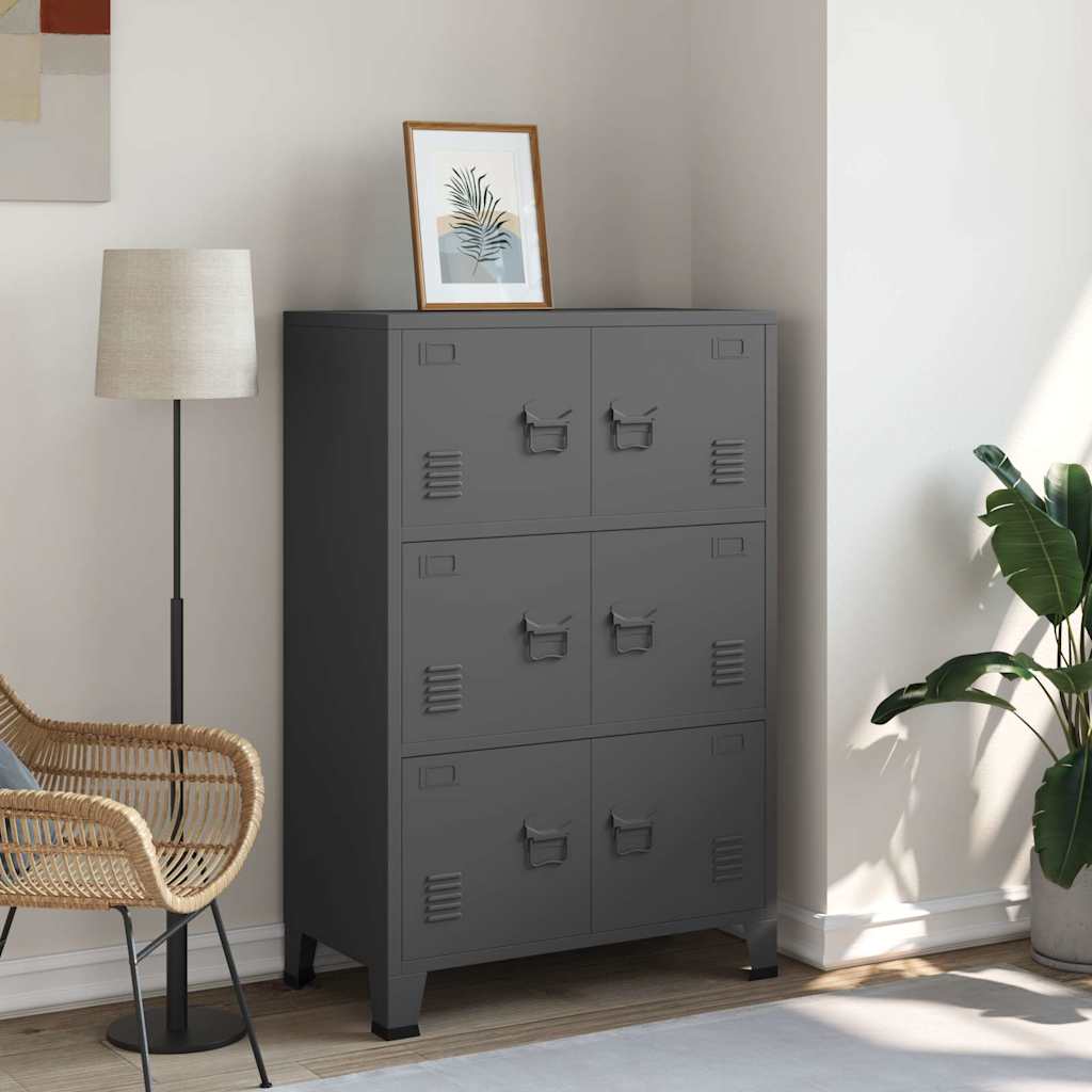vidaXL Industrialna szafka, antracytowa, 75x40x115 cm, metalowa