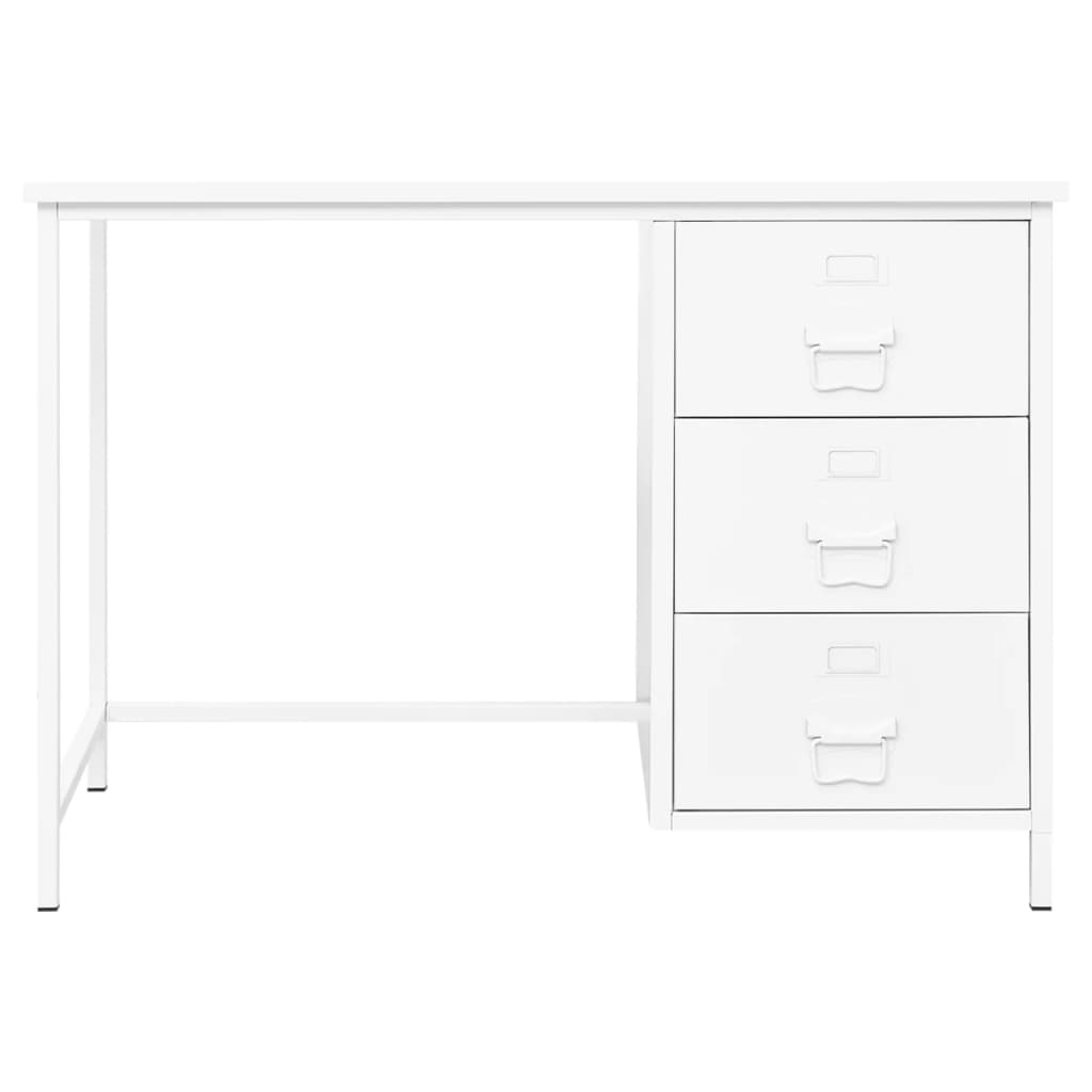 vidaXL Industrialne biurko z szufladami, białe, 105x52x75 cm, stal