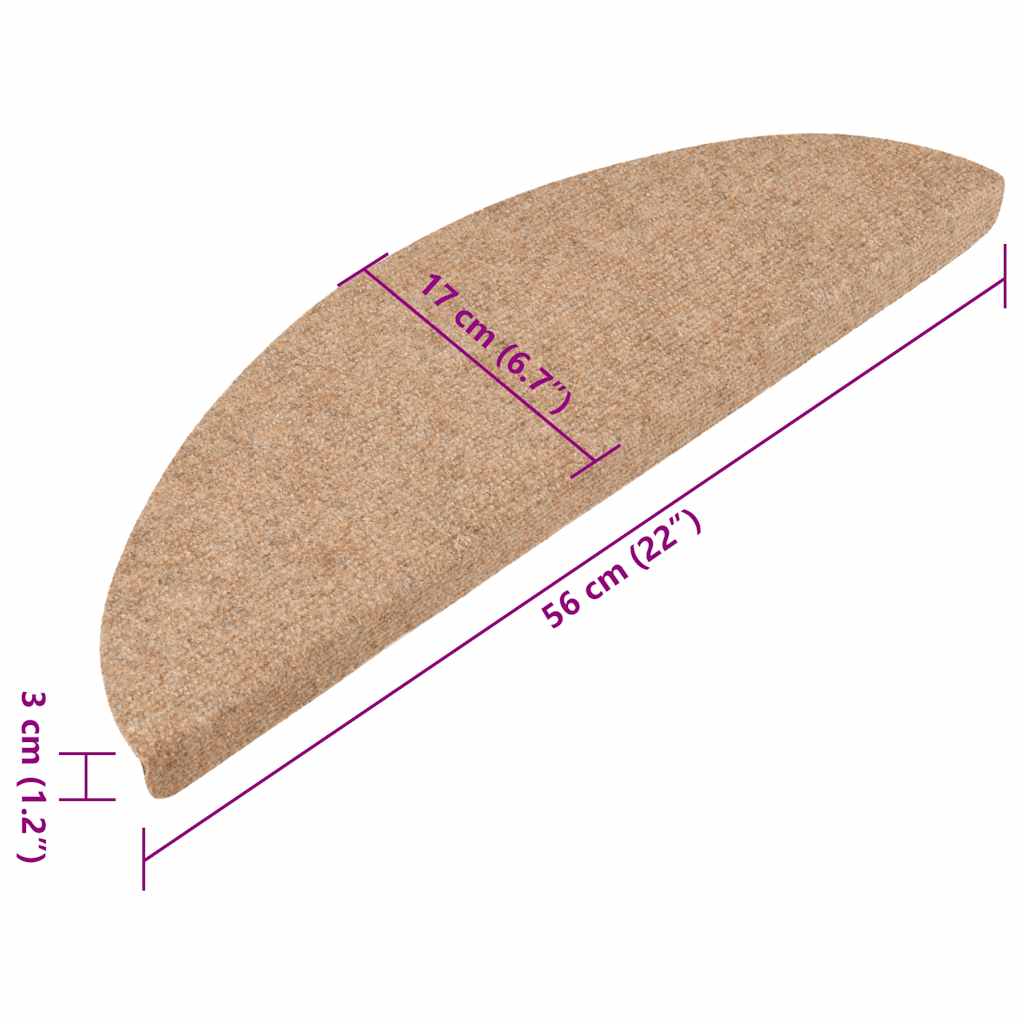 vidaXL Samoprzylepne nakładki na schody, 15 szt., 56x17x3 cm, beżowe