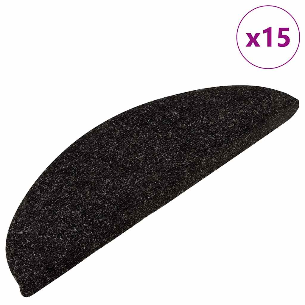 vidaXL Samoprzylepne nakładki na schody, 15 szt., 56x17x3 cm, antracyt