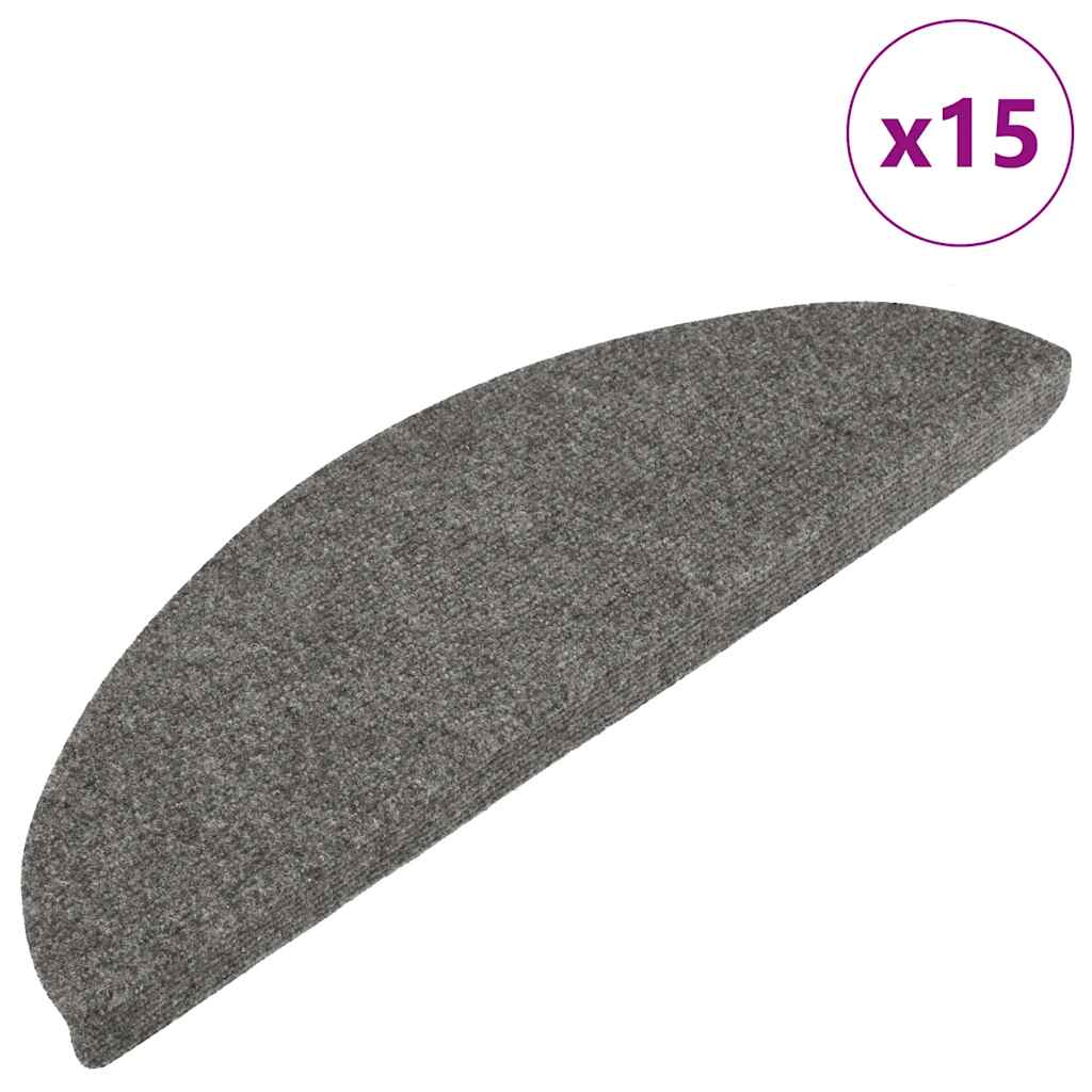 vidaXL Samoprzylepne nakładki na schody, 15 szt., 56x17x3 cm, szare