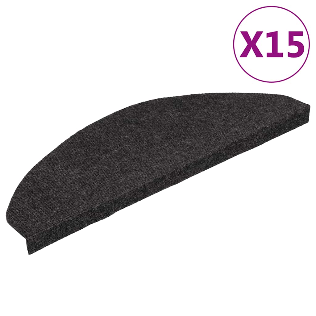 vidaXL Samoprzylepne nakładki na schody, 15 szt., 65x22,5x3,5cm czarne