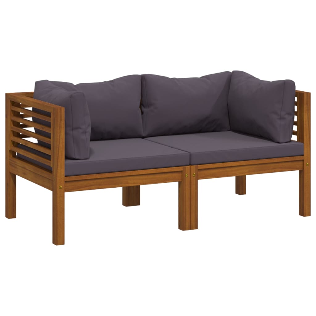 vidaXL 2-osobowa sofa ogrodowa z poduszkami, lite drewno akacjowe
