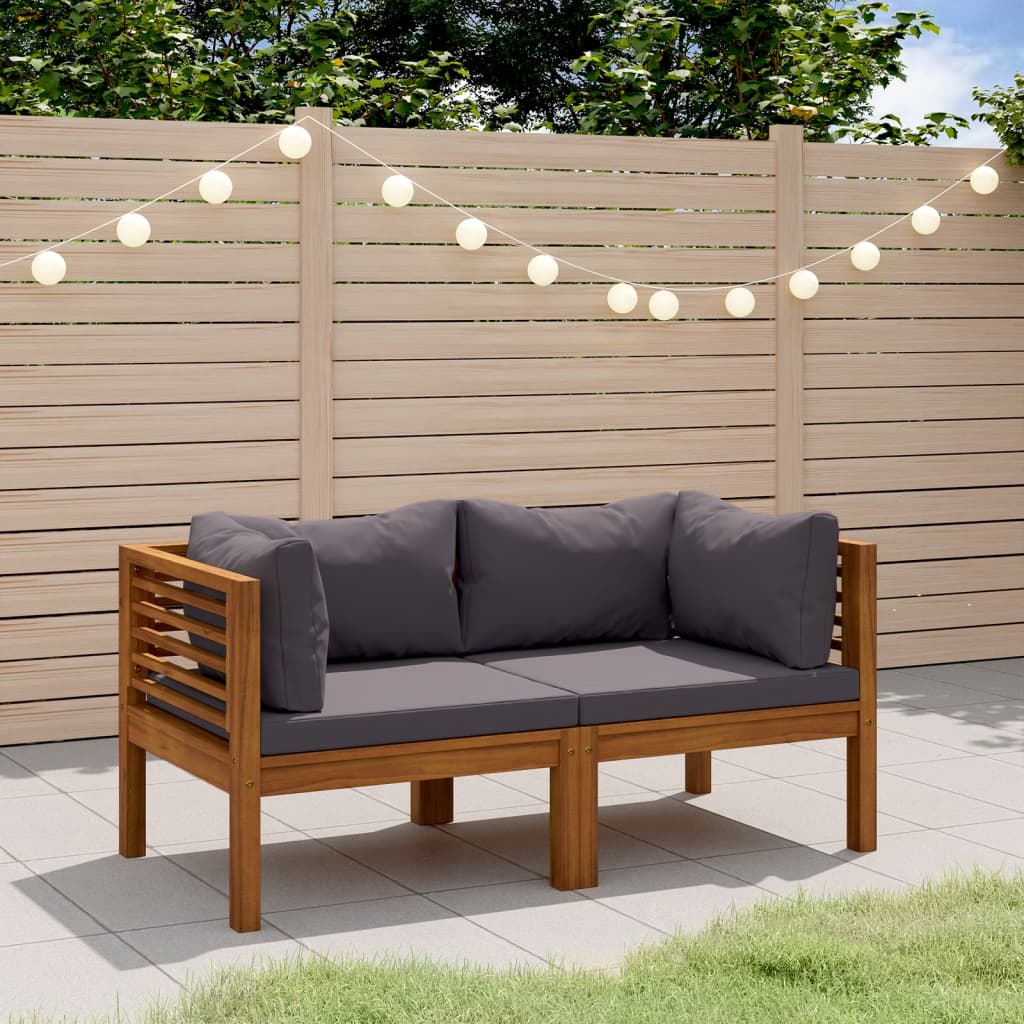 vidaXL 2-osobowa sofa ogrodowa z poduszkami, lite drewno akacjowe