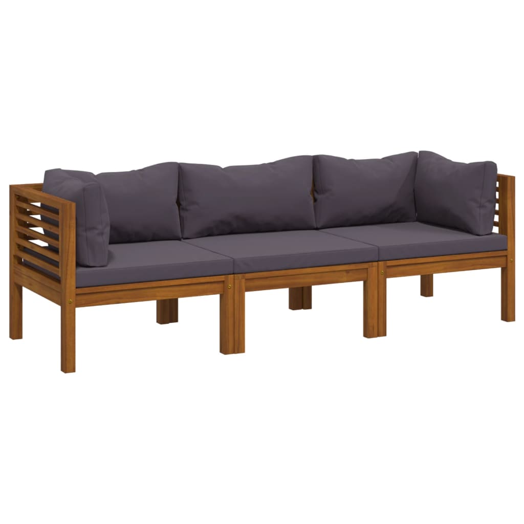 vidaXL 3-osobowa sofa ogrodowa z poduszkami, lite drewno akacjowe
