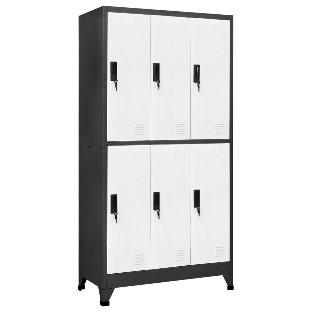 vidaXL Szafka zamykana na klucz, antracytowo-biała, 90x45x180 cm, stal