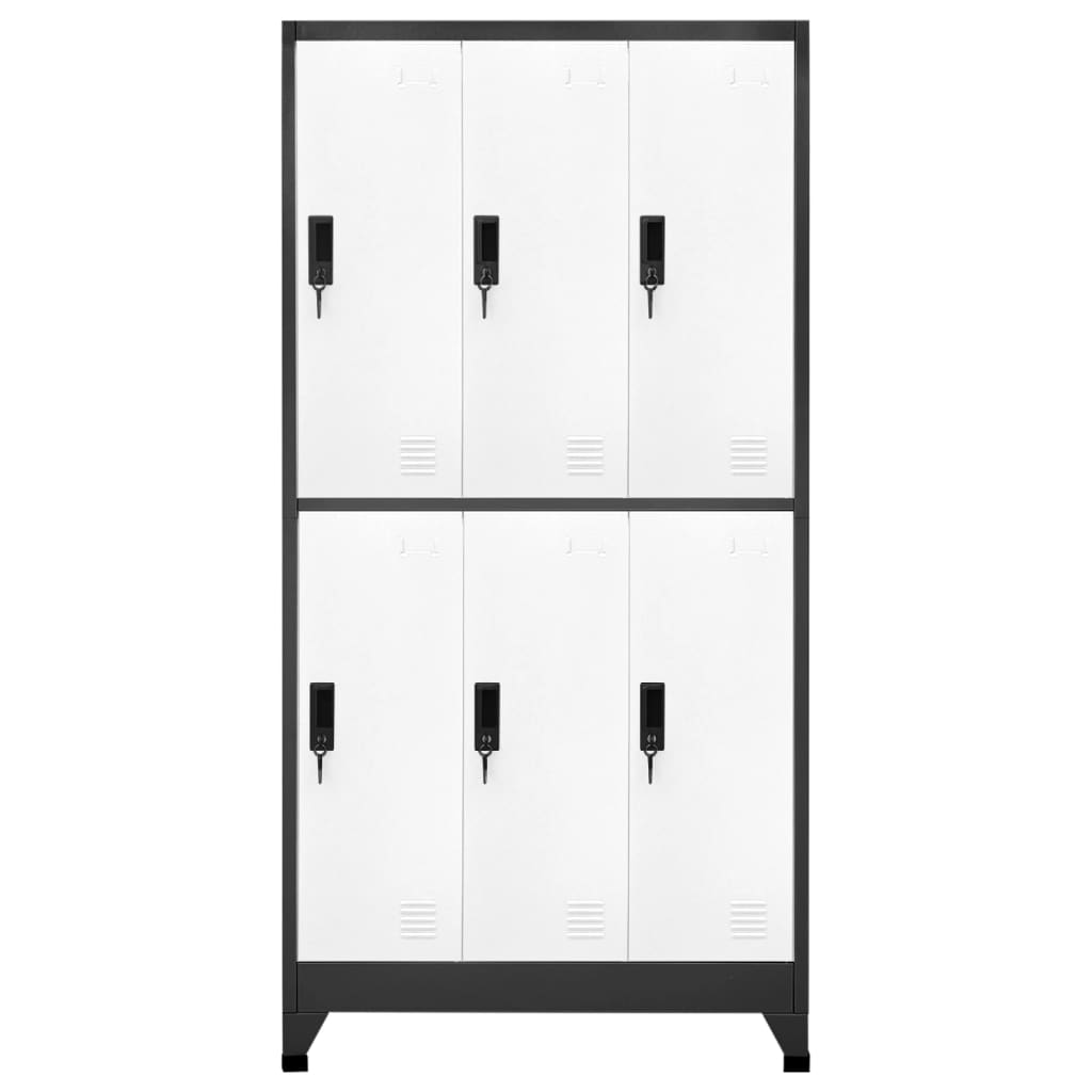 vidaXL Szafka zamykana na klucz, antracytowo-biała, 90x45x180 cm, stal