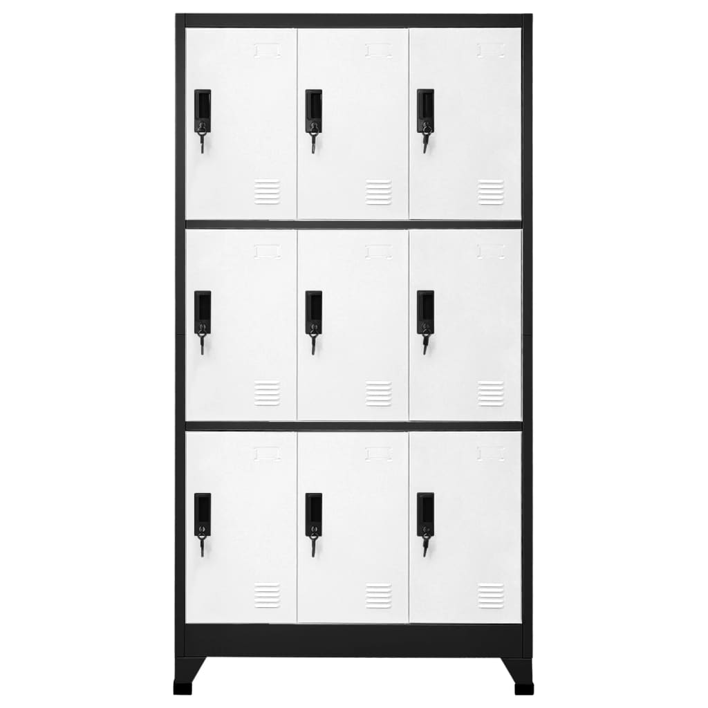 vidaXL Szafka zamykana na klucz, antracytowo-biała, 90x45x180 cm, stal