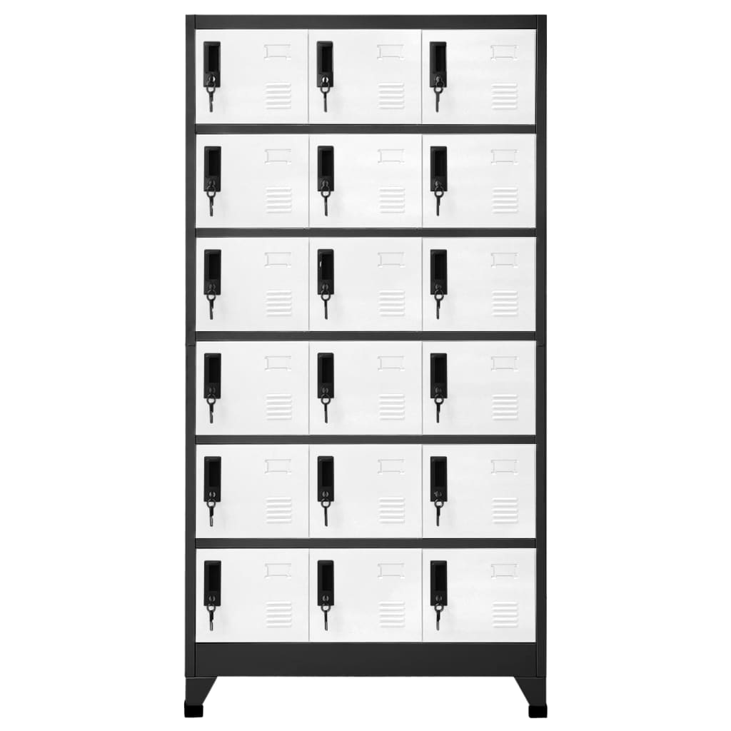vidaXL Szafka zamykana na klucz, antracytowo-biała, 90x40x180 cm, stal