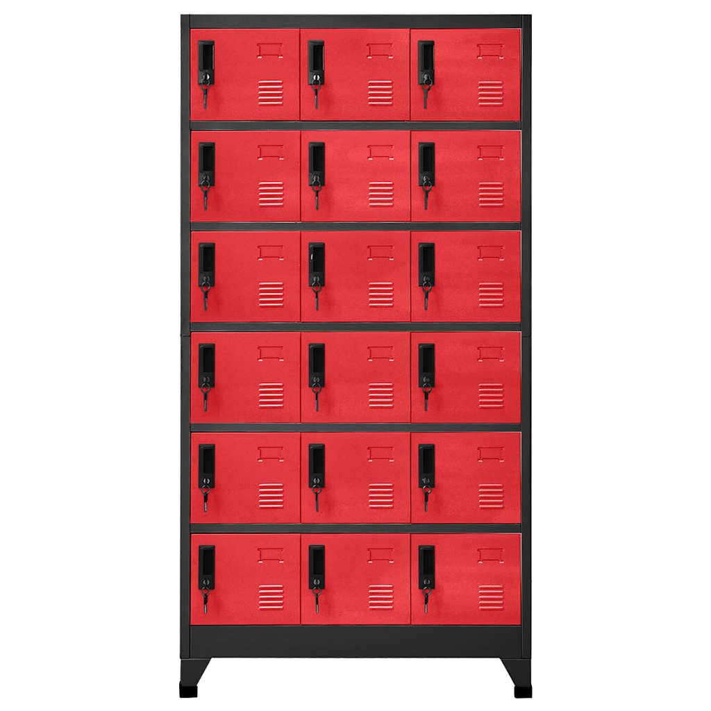 vidaXL Szafka zamykana na klucz, antracyt/czerwień, 90x40x180 cm, stal