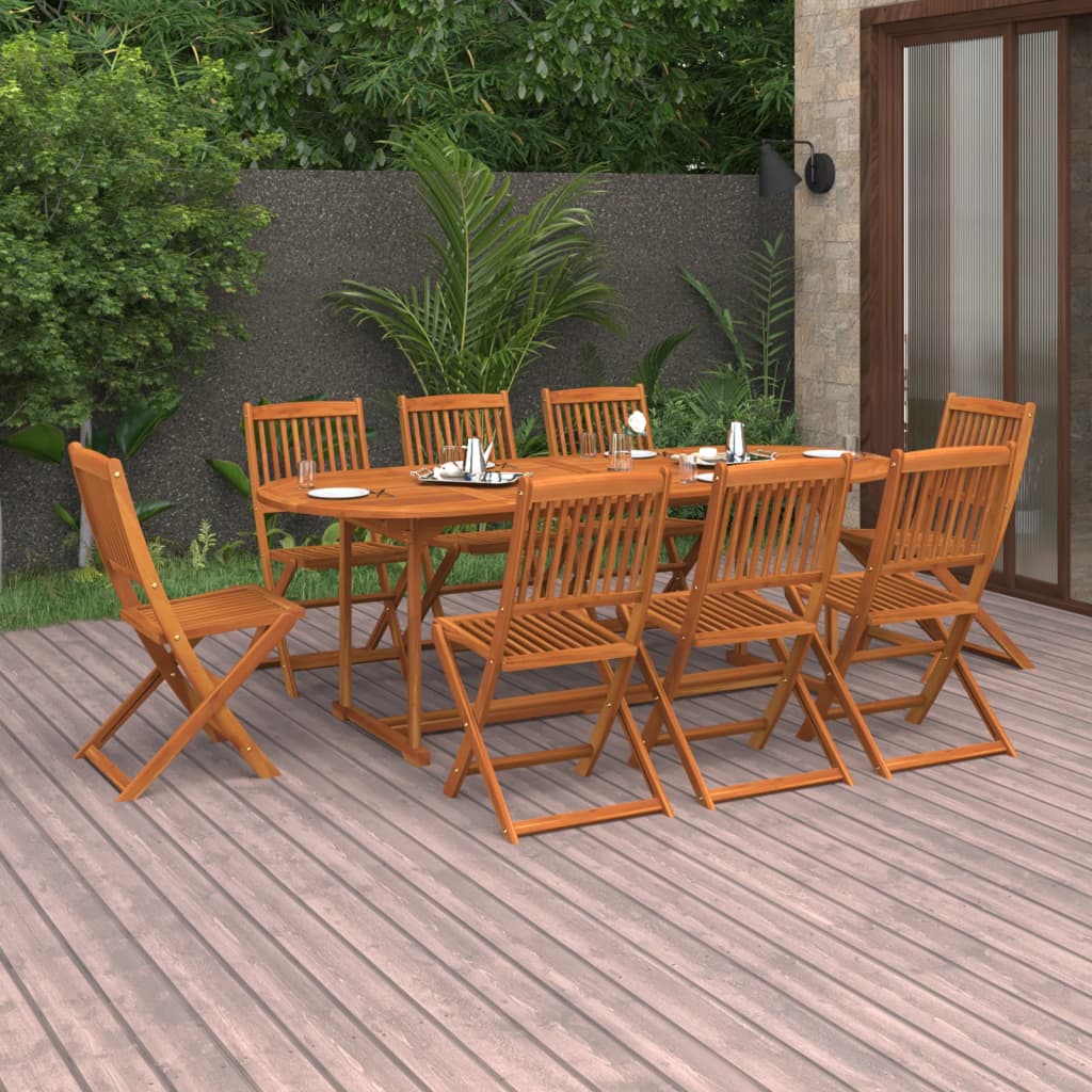 vidaXL 9-cz. zestaw mebli ogrodowych, 220x90x75cm lite drewno akacjowe
