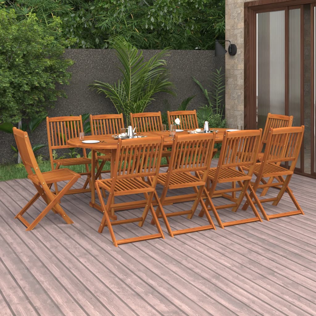 vidaXL 11-cz. zestaw mebli ogrodowych 220x90x75cm lite drewno akacjowe