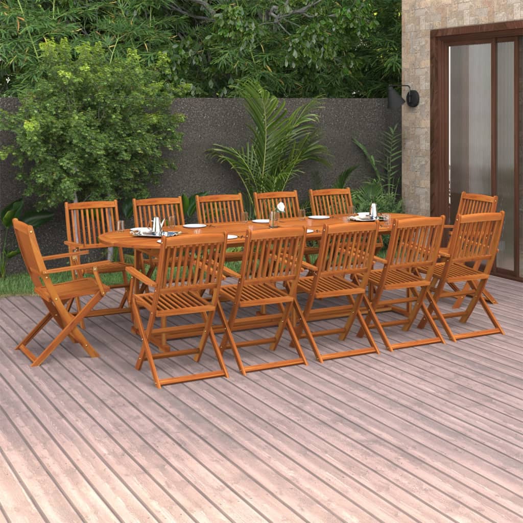 vidaXL 13-cz. zestaw mebli ogrodowych 280x90x75cm lite drewno akacjowe