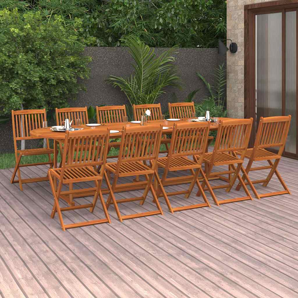 vidaXL 11-cz. zestaw mebli ogrodowych 280x90x75cm lite drewno akacjowe