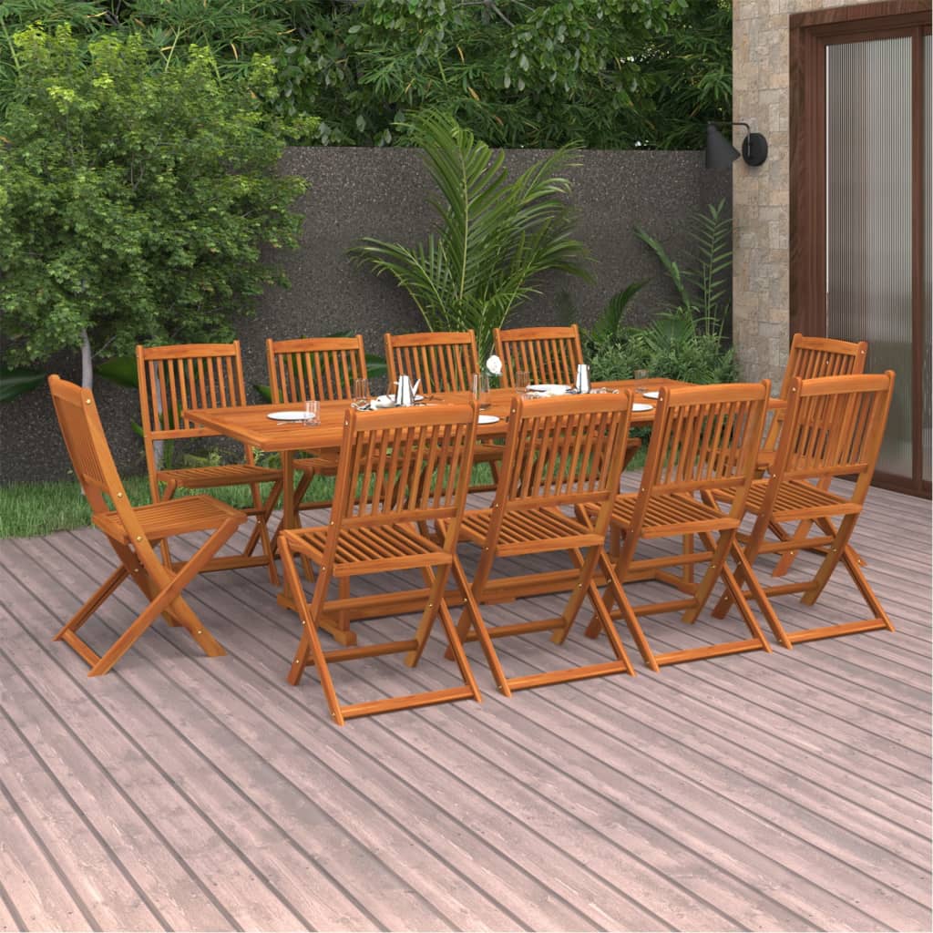 vidaXL 11-cz. zestaw mebli ogrodowych 220x90x75cm lite drewno akacjowe