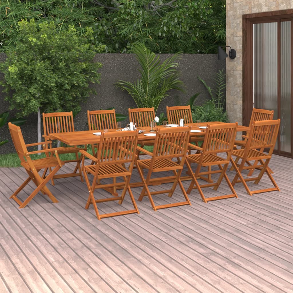 vidaXL 11-cz. zestaw mebli ogrodowych 280x90x75cm lite drewno akacjowe