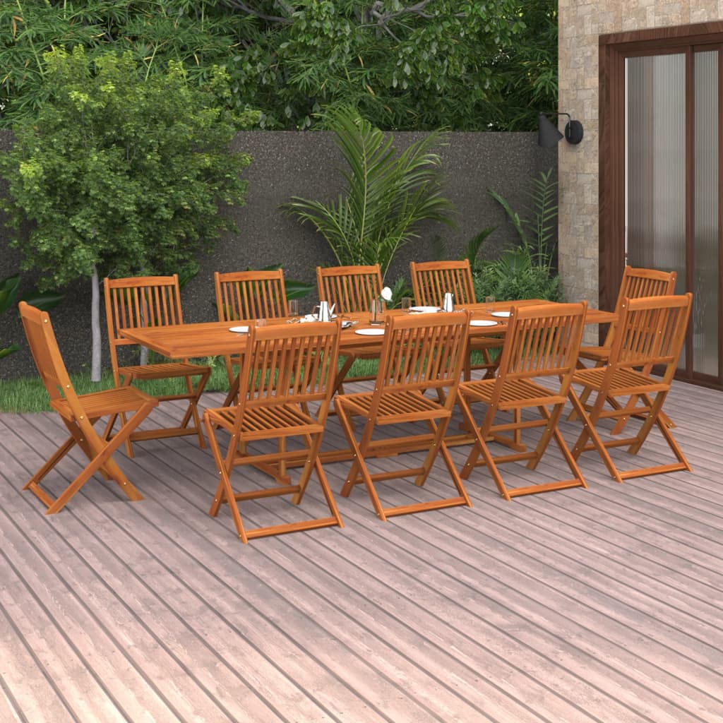 vidaXL 11-cz. zestaw mebli ogrodowych 280x90x75cm lite drewno akacjowe