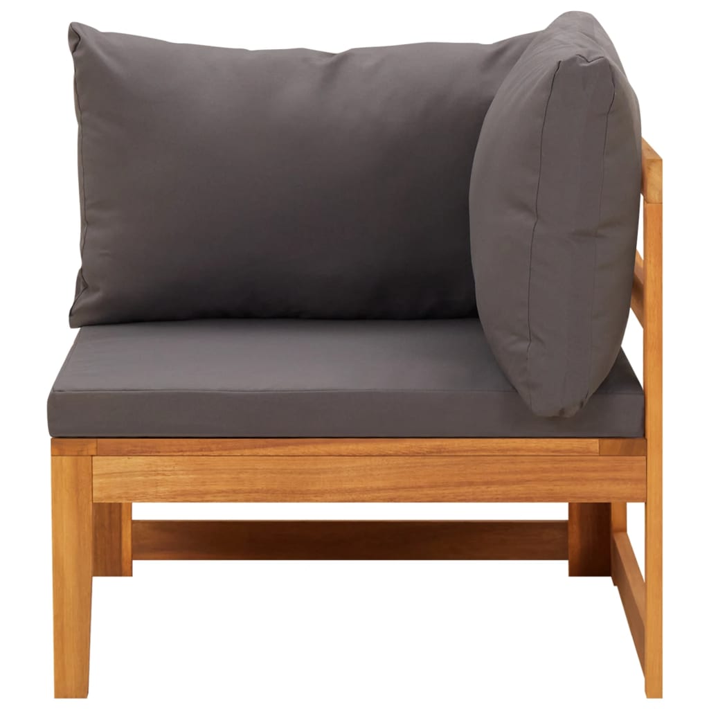 vidaXL 3-cz. zestaw wypoczynkowy do ogrodu, ciemnoszare poduszki