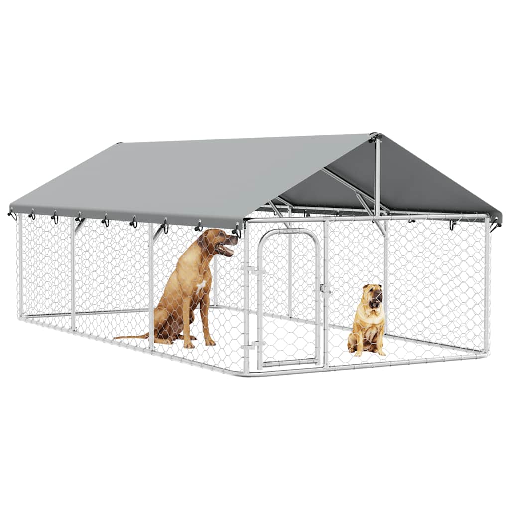 vidaXL Kojec dla psa z zadaszeniem, 400 x 200 x 150 cm