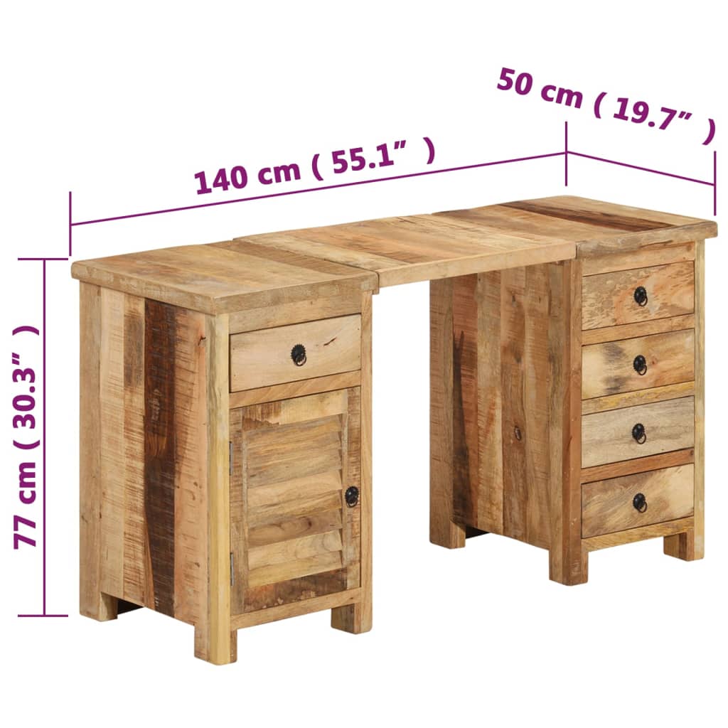 vidaXL Biurko, lite drewno mango, 140x50x77 cm