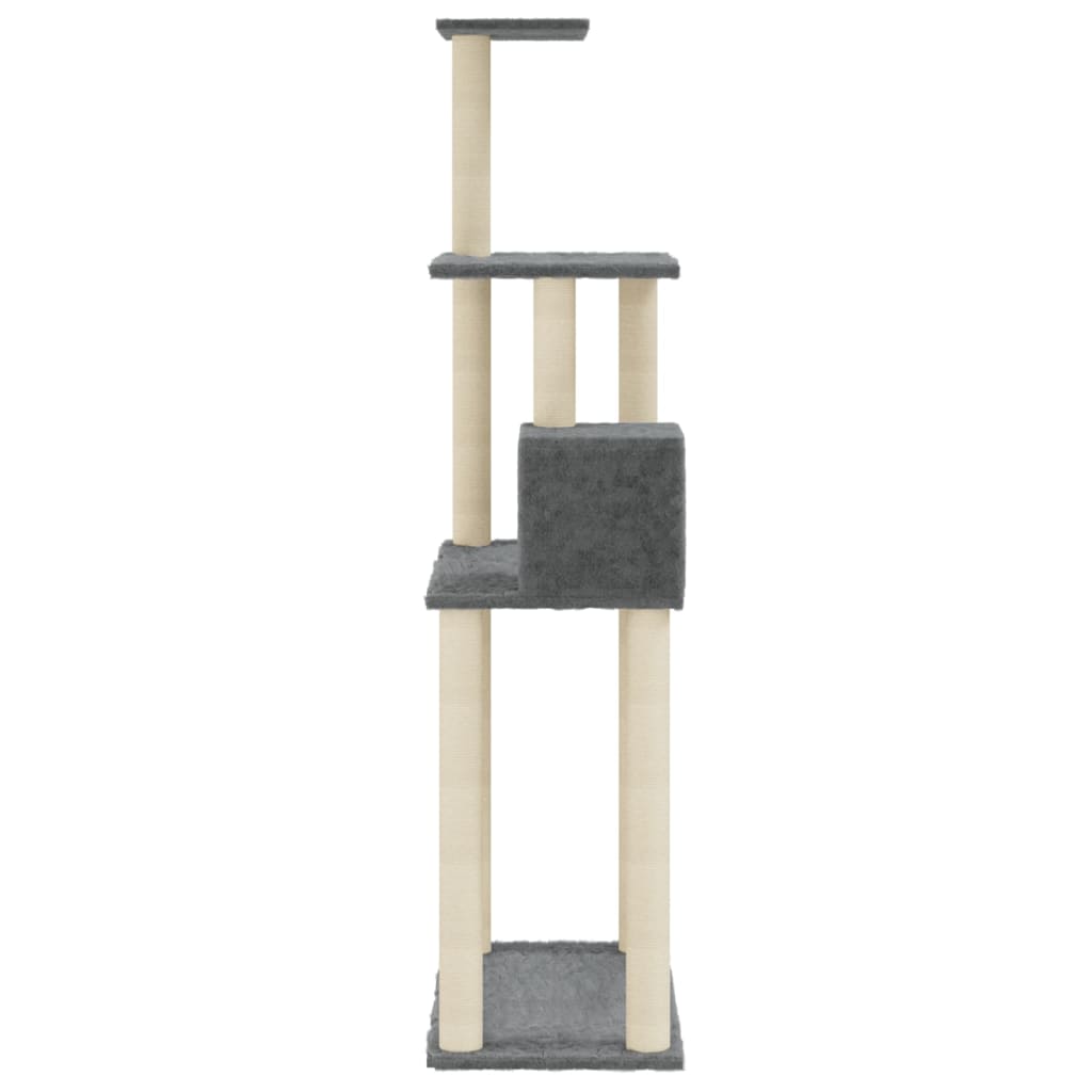 vidaXL Drapak dla kota z sizalowymi słupkami, ciemnoszary, 147 cm