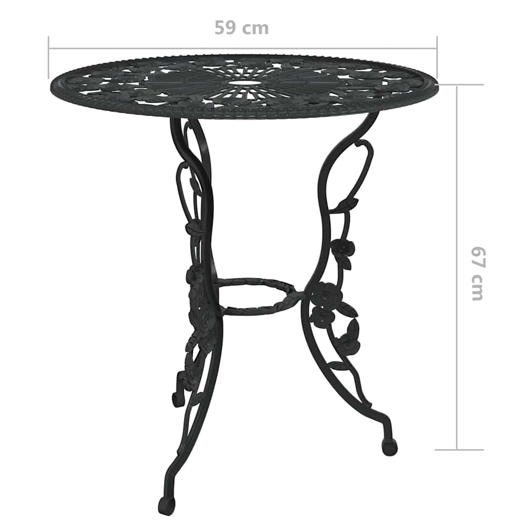 vidaXL 3-cz. zestaw mebli bistro ze stopu aluminium, czarny