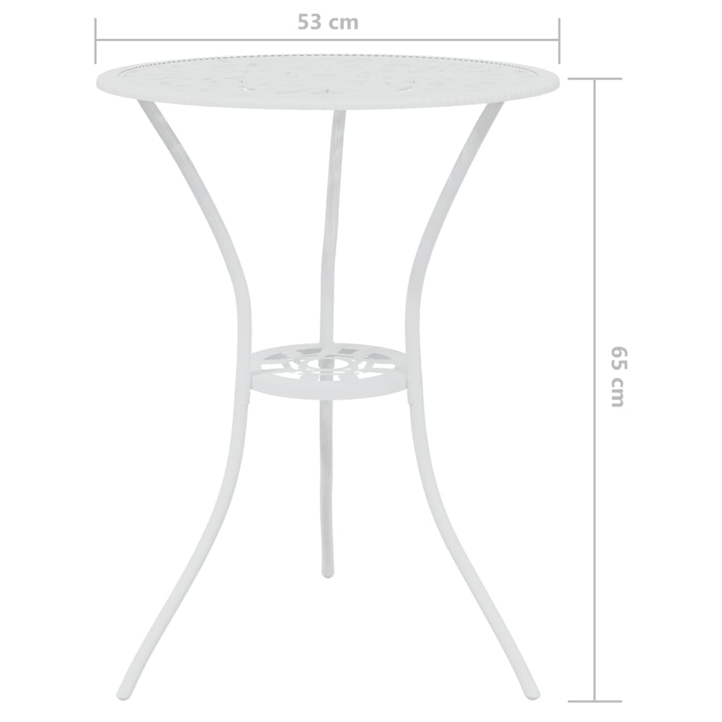 vidaXL 3-cz. zestaw mebli bistro ze stopu aluminium, biały