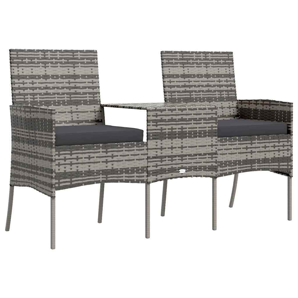 vidaXL 2-osobowa sofa ogrodowa ze stolikiem, polirattan, antracytowa